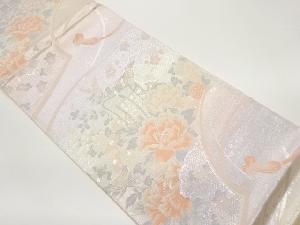 花々に御所車・雲模様織出し袋帯